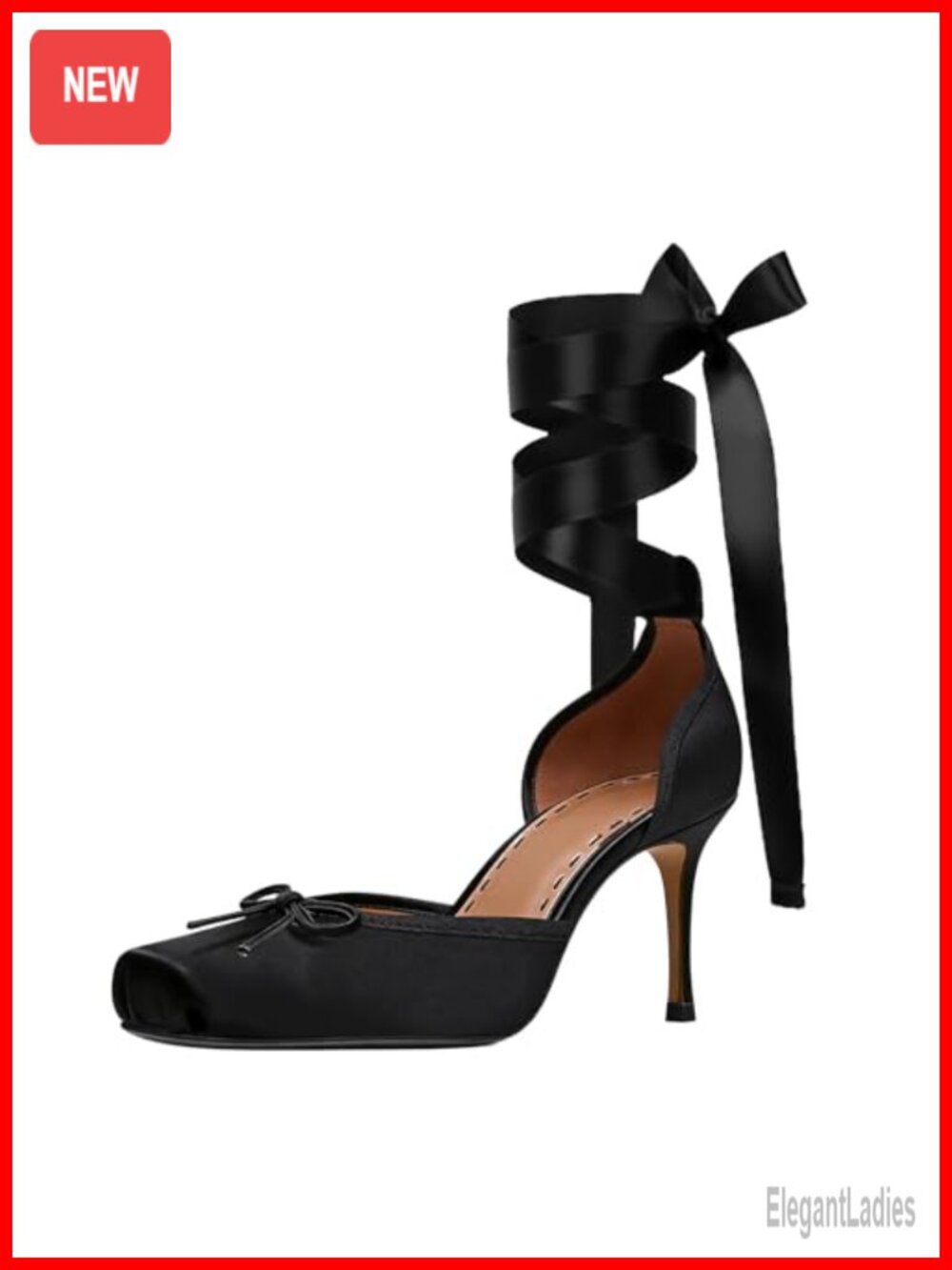 Women Satin Lace Up Ankle Strappy Square Toe Stiletto High Heels Pumps